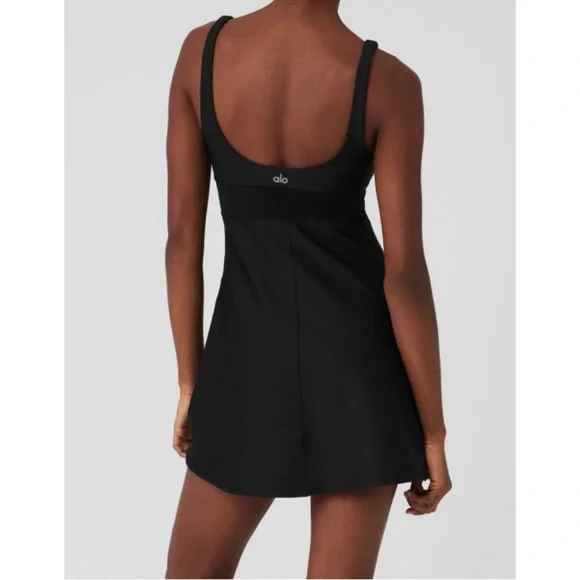 Alo Airlift Double Trouble Mesh Detail Tennis Dress Black Size M - Picture 4 of 10